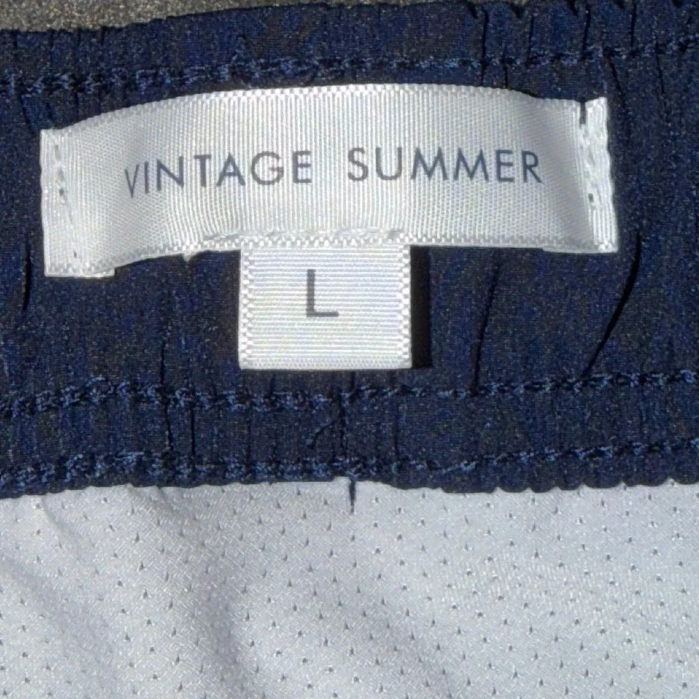 Vintage Summer Mens Navy Palm Tree Compression Liner Swim Trunks V73901M L